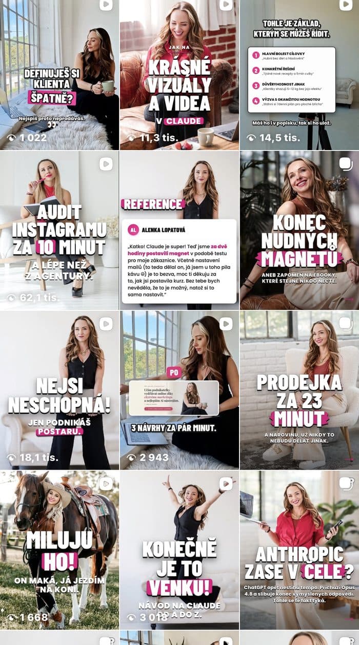 Instagram feed s vizuály od Claude