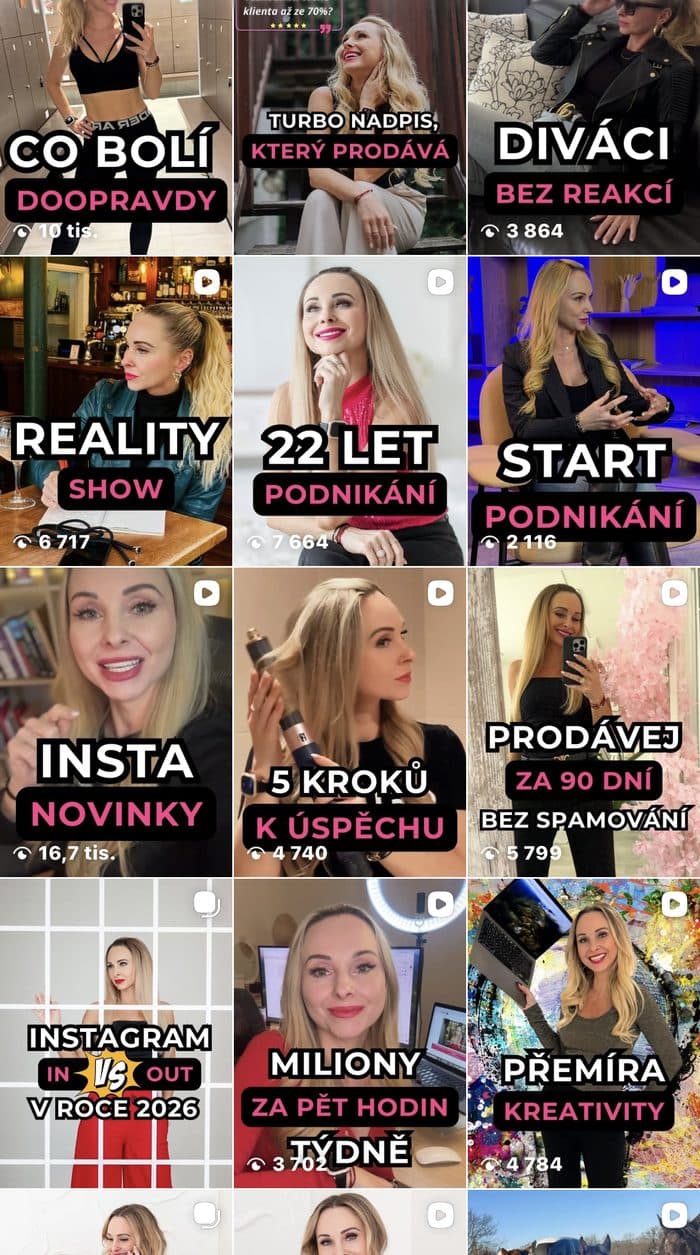 Instagram feed předtím