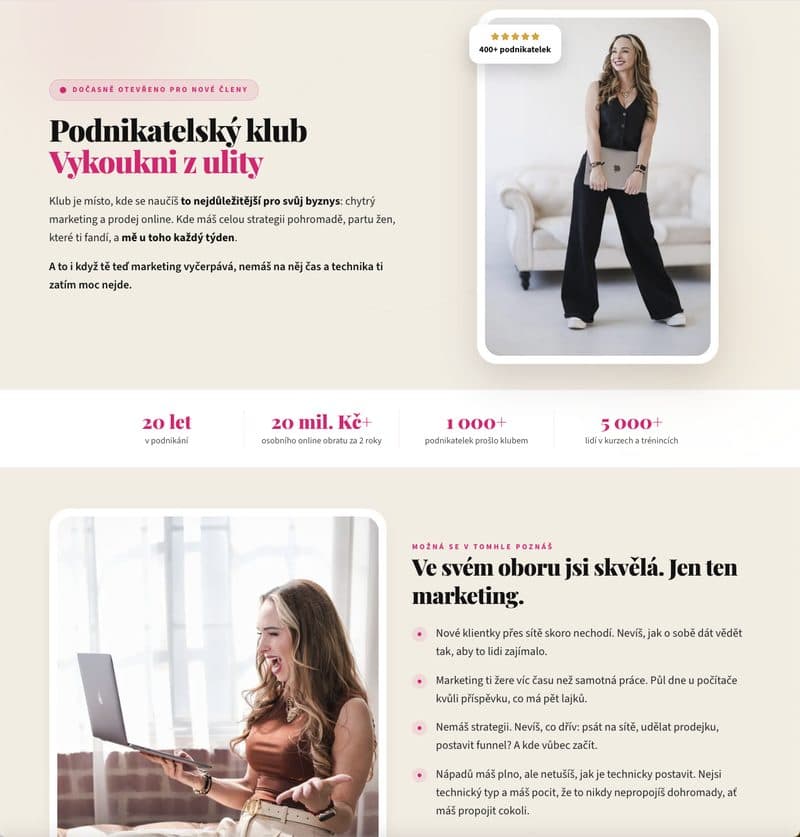 Nová prodejní stránka naprogramovaná Claudem